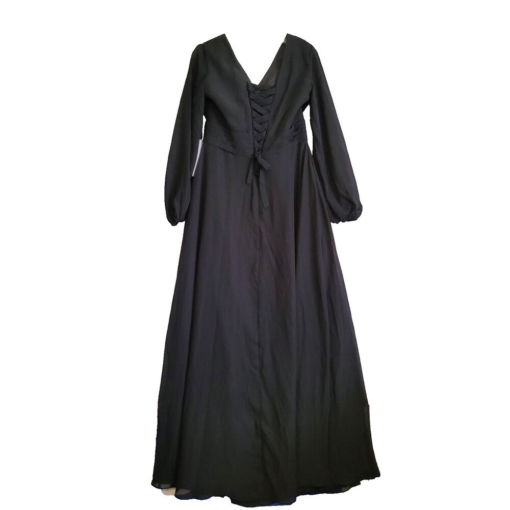 Wear Your Love Maxi Dress Small Black Sheer Lace Up Back Cottagecore Bohemian